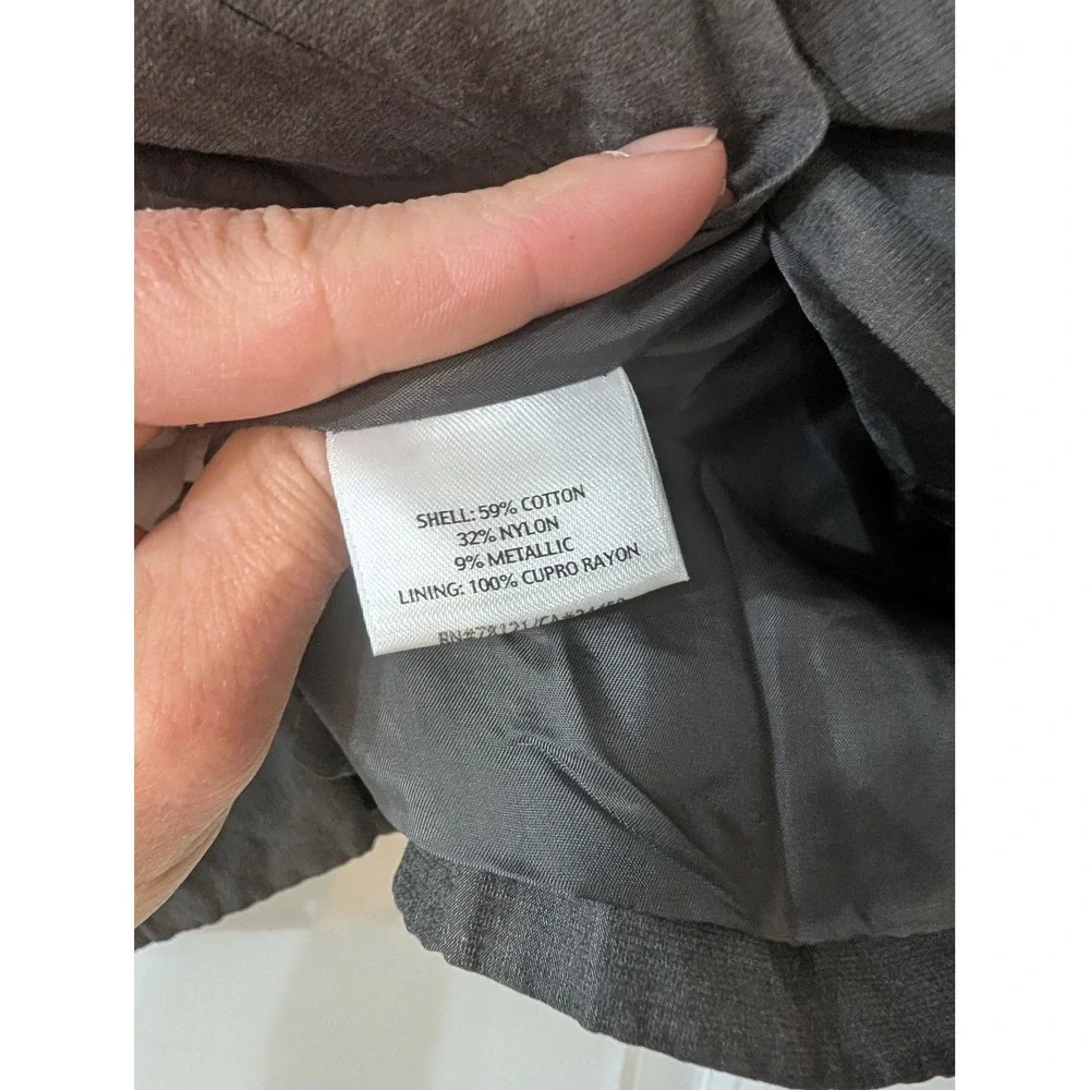 Eileen Fisher Womens Gray Metallic Crinkle Funnel Neck Snap Jacket Size L